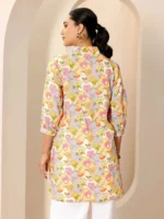 Multicoloured Printed Cotton Blend Straight Short Kurti - Image 3