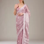 Onion Pink Threadwork Tissue Saree
